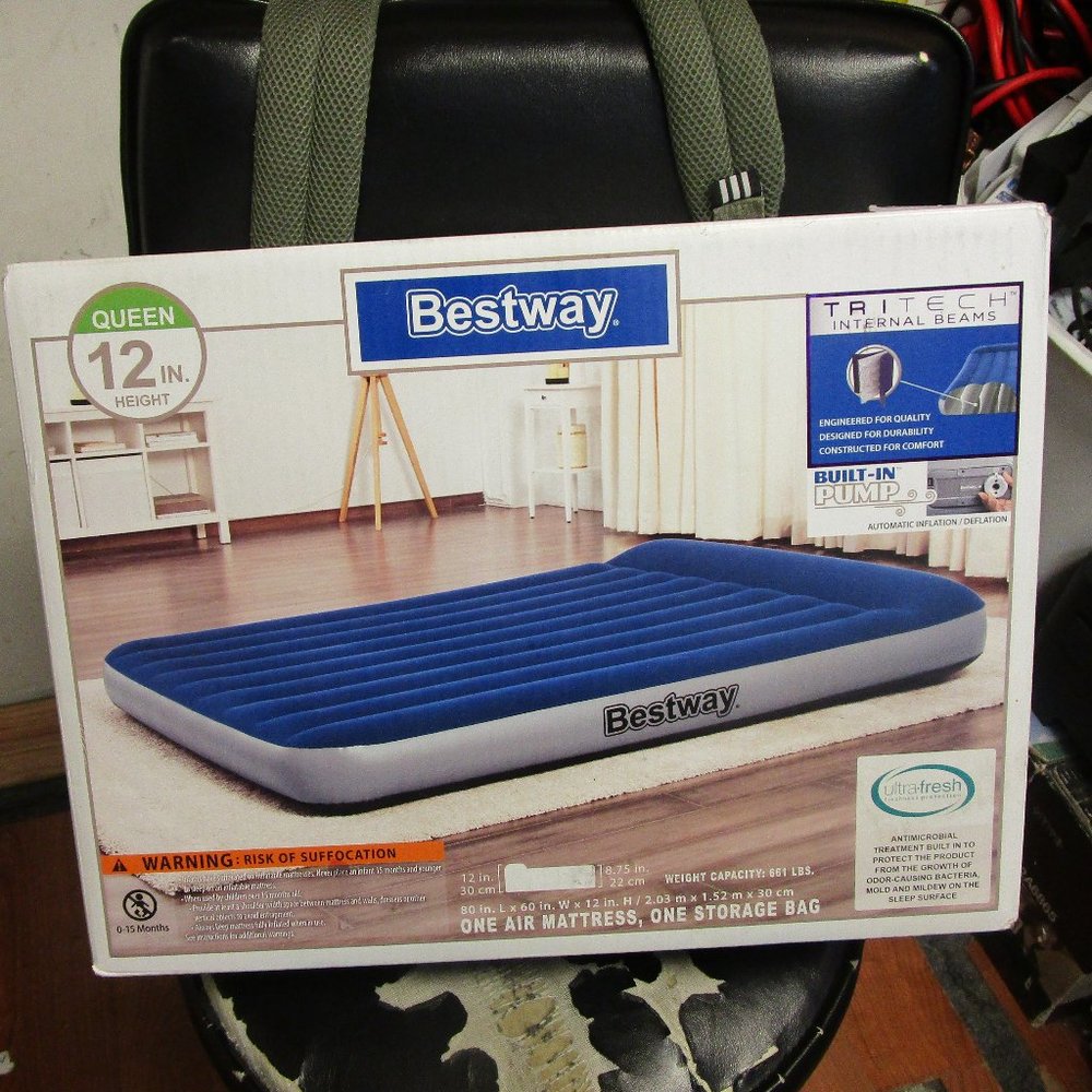 Bestway 12" Tritech Queen Air Mattress with Built-in Pump